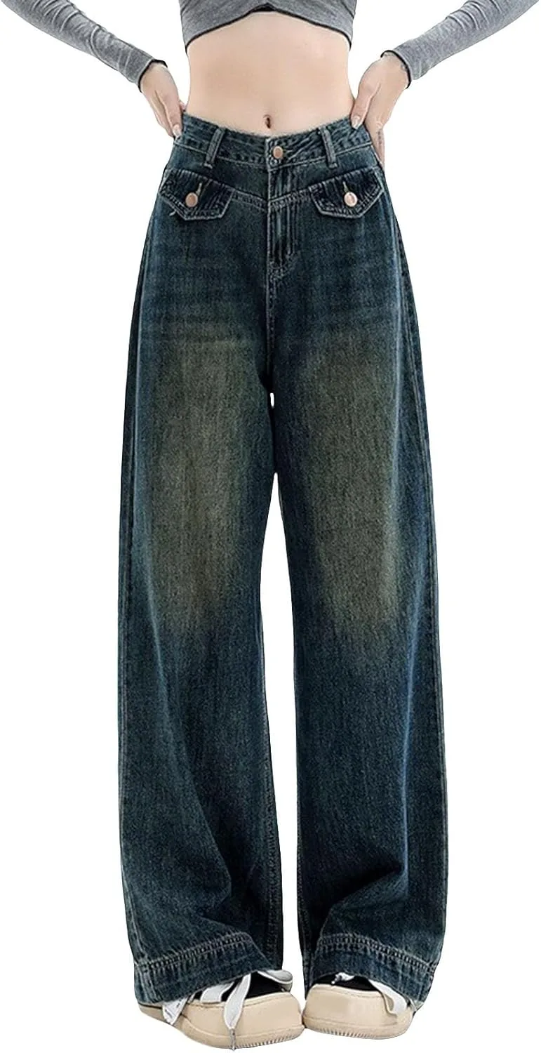 

Женские мешковатые джинсы Vintage Y2K с широкими штанинами