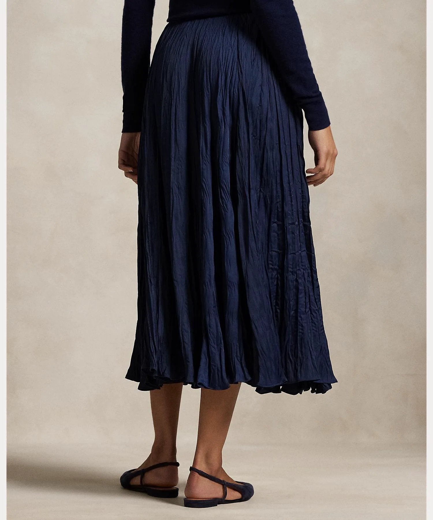 Юбка А-силуэта из жатого атласа Polo Ralph Lauren, 410 Navy — фото 3