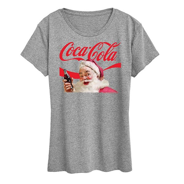 

Футболка с принтом Coca Cola Santa, Plus size Licensed Character, Heather Gray