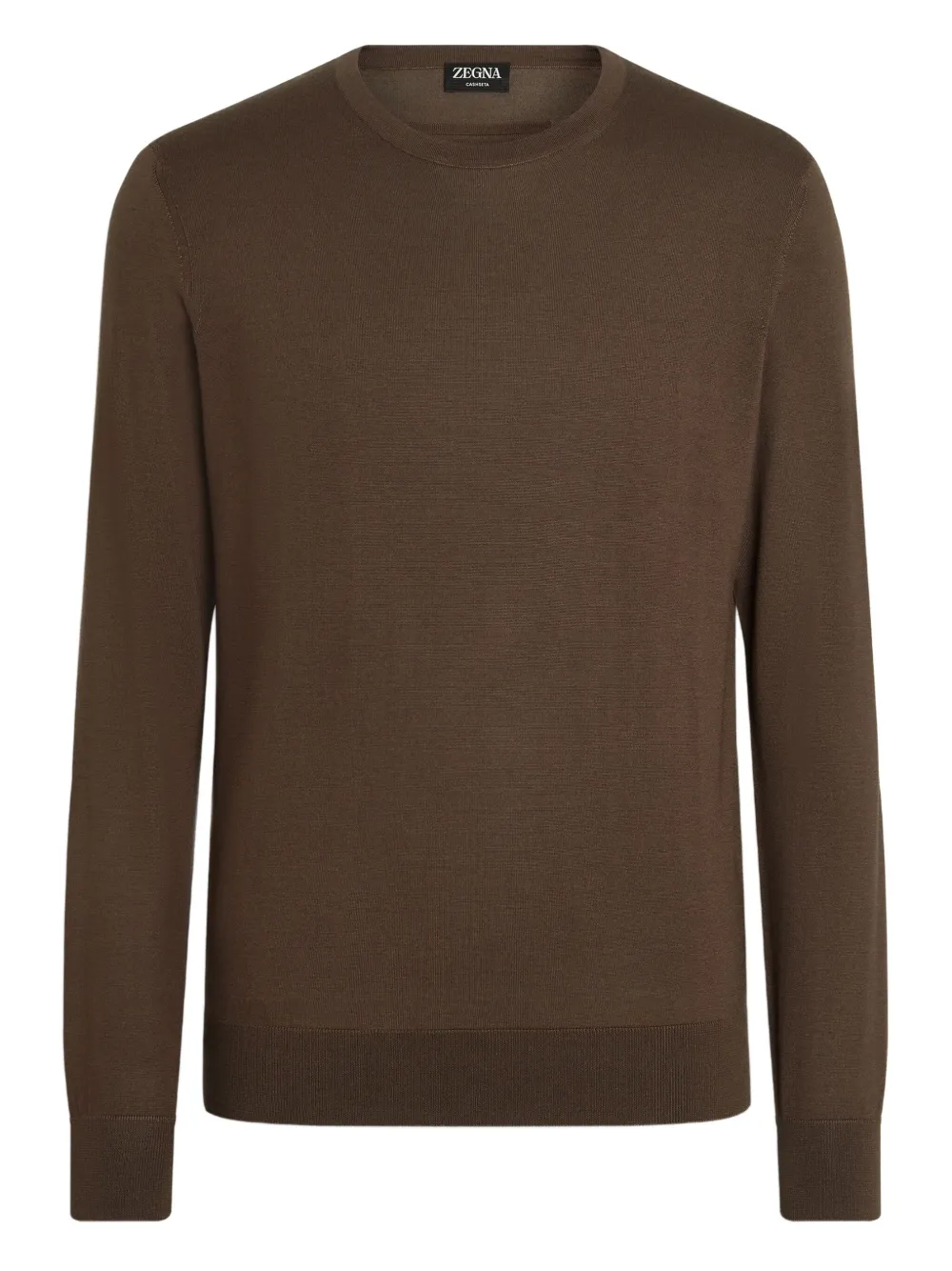 

Меланжевый свитер с круглым вырезом Zegna, коричневый