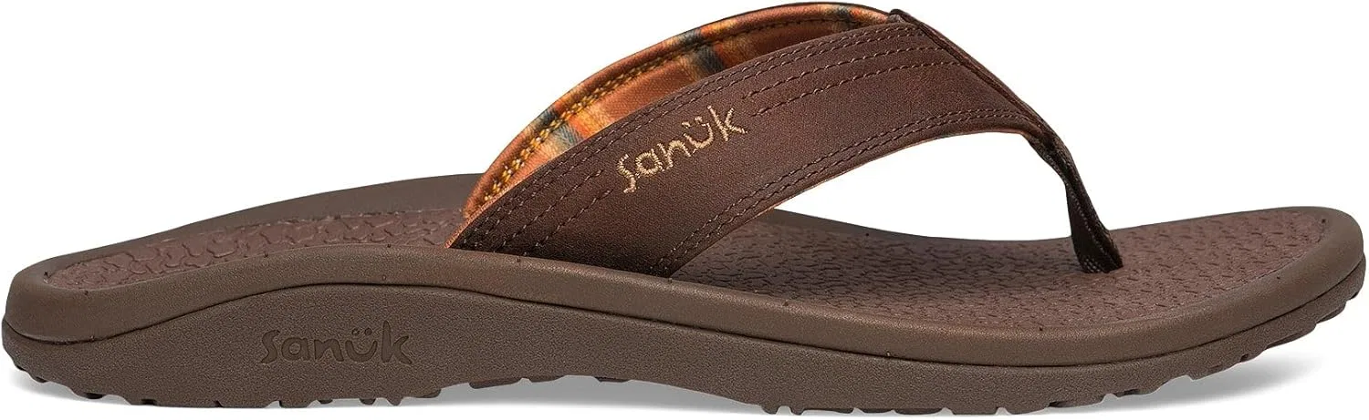 Пляжные сандалии Sanuk On the Rocks для мужчин, шлепанцы, быстросохнущие, с поддерживающей и легкой подошвой, с поддержкой свода стопы, Chocolate — фото 2