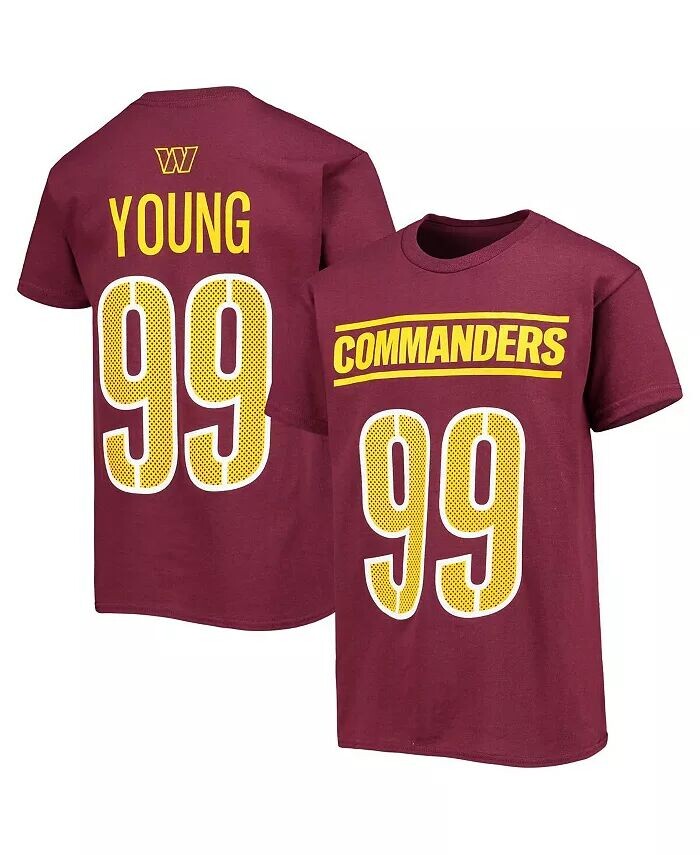 

Big Boys Chase Young Бордовая футболка Washington Commanders Mainliner с именем и номером игрока Outerstuff