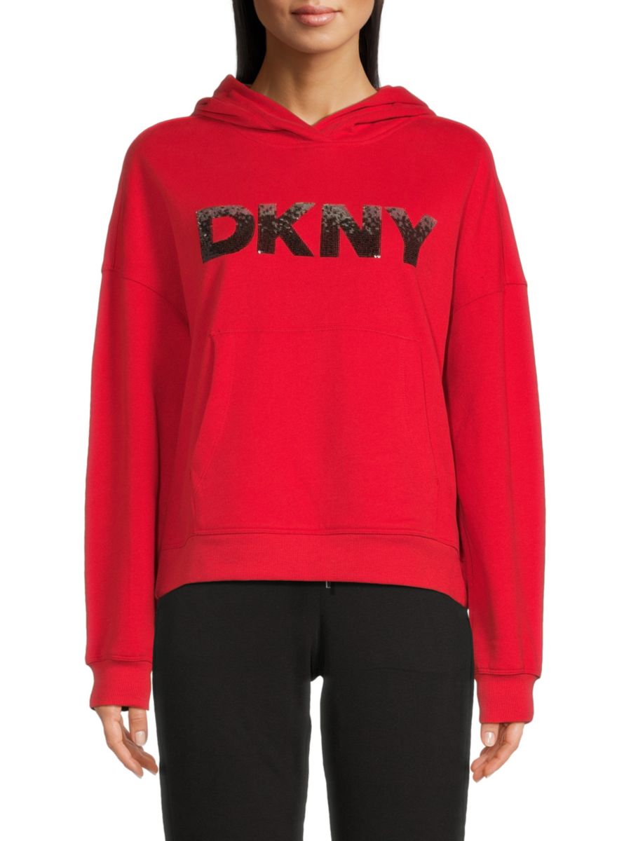 

Толстовка с логотипом и заниженными плечами DKNY, цвет Red Light