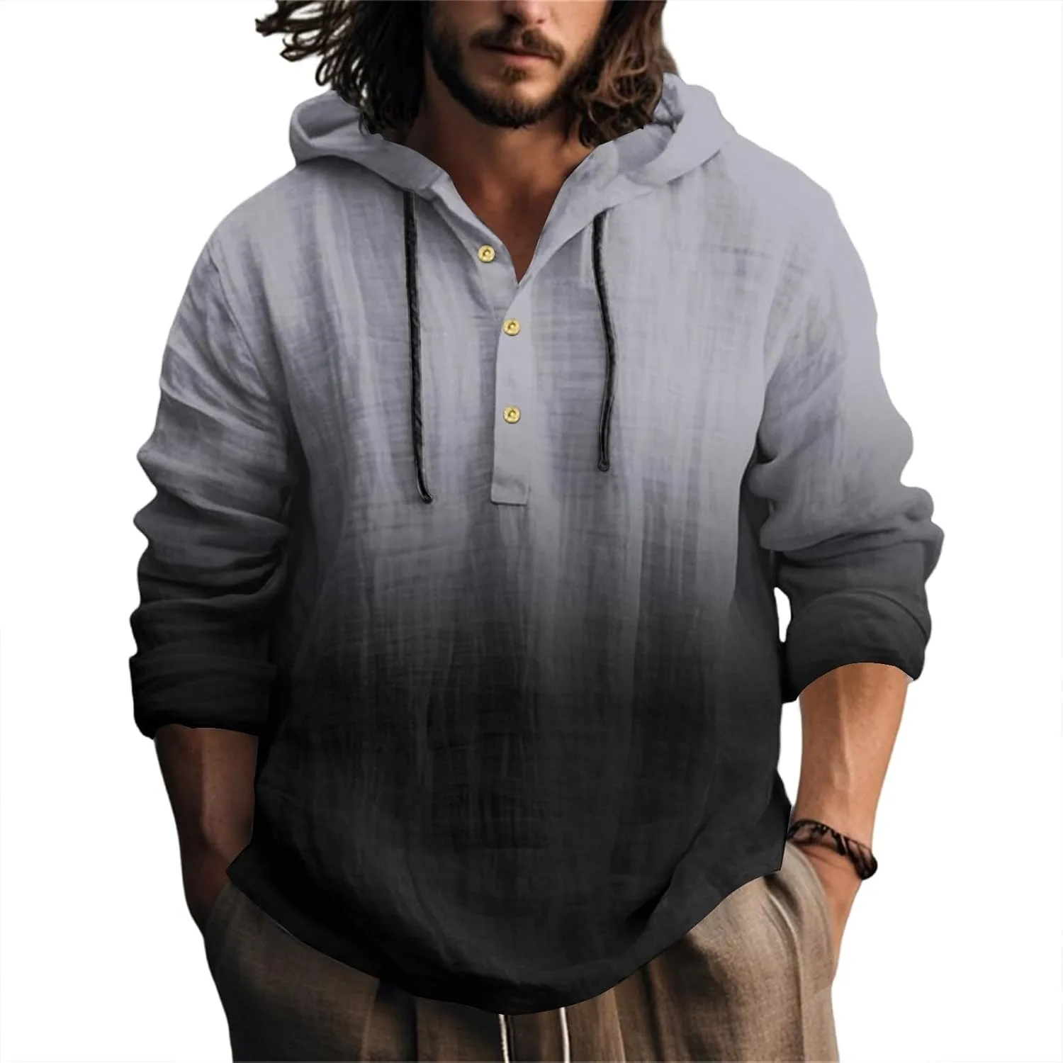 

Градиентный худи для мужчин, легкий, с капюшоном и шнурком