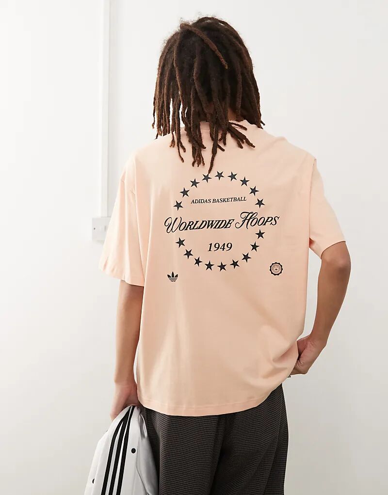 

adidas Originals – Футболка розового цвета с баскетбольной графикой