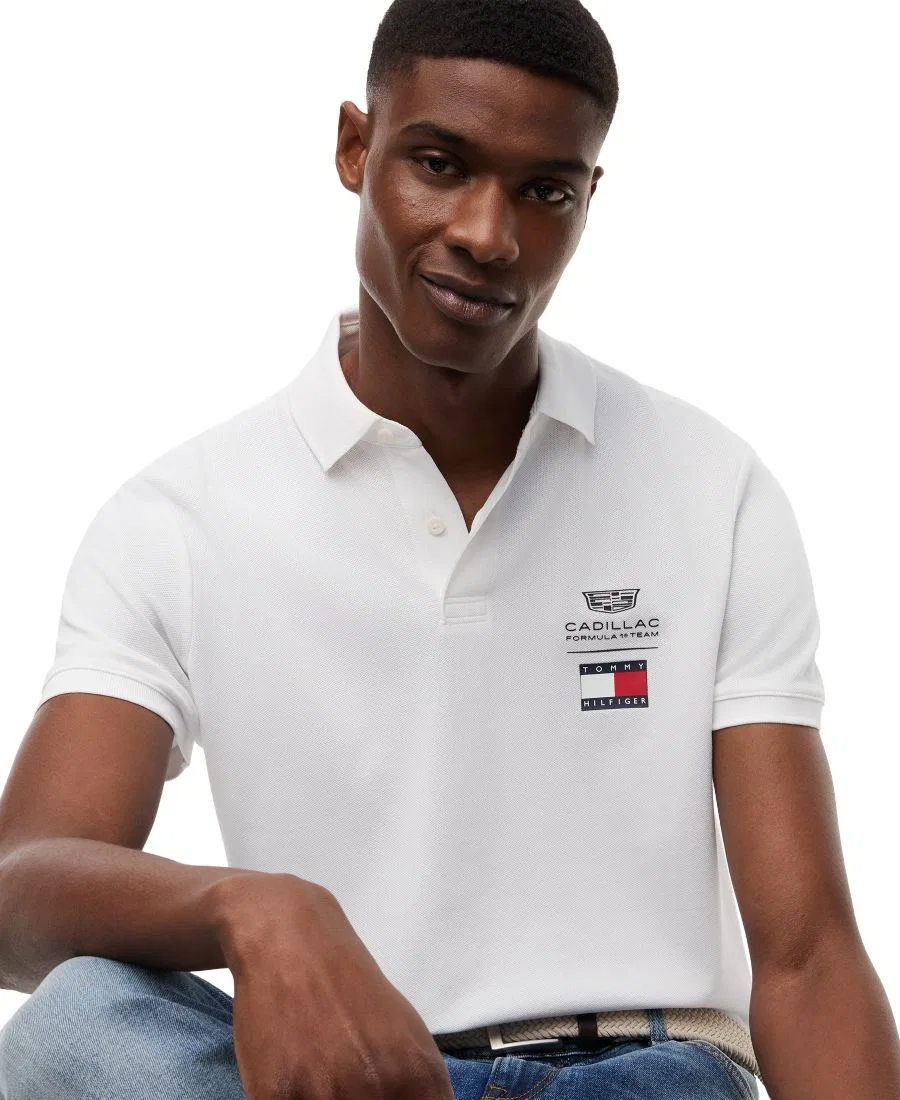 Мужская поло-рубашка с логотипом Cadillac F1 Tommy Hilfiger, белый — фото 3