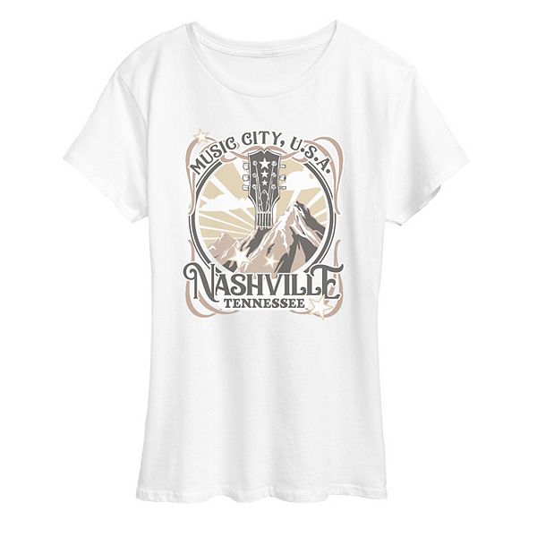 

Женская футболка с принтом Nashville Tennessee Music City Licensed Character, White