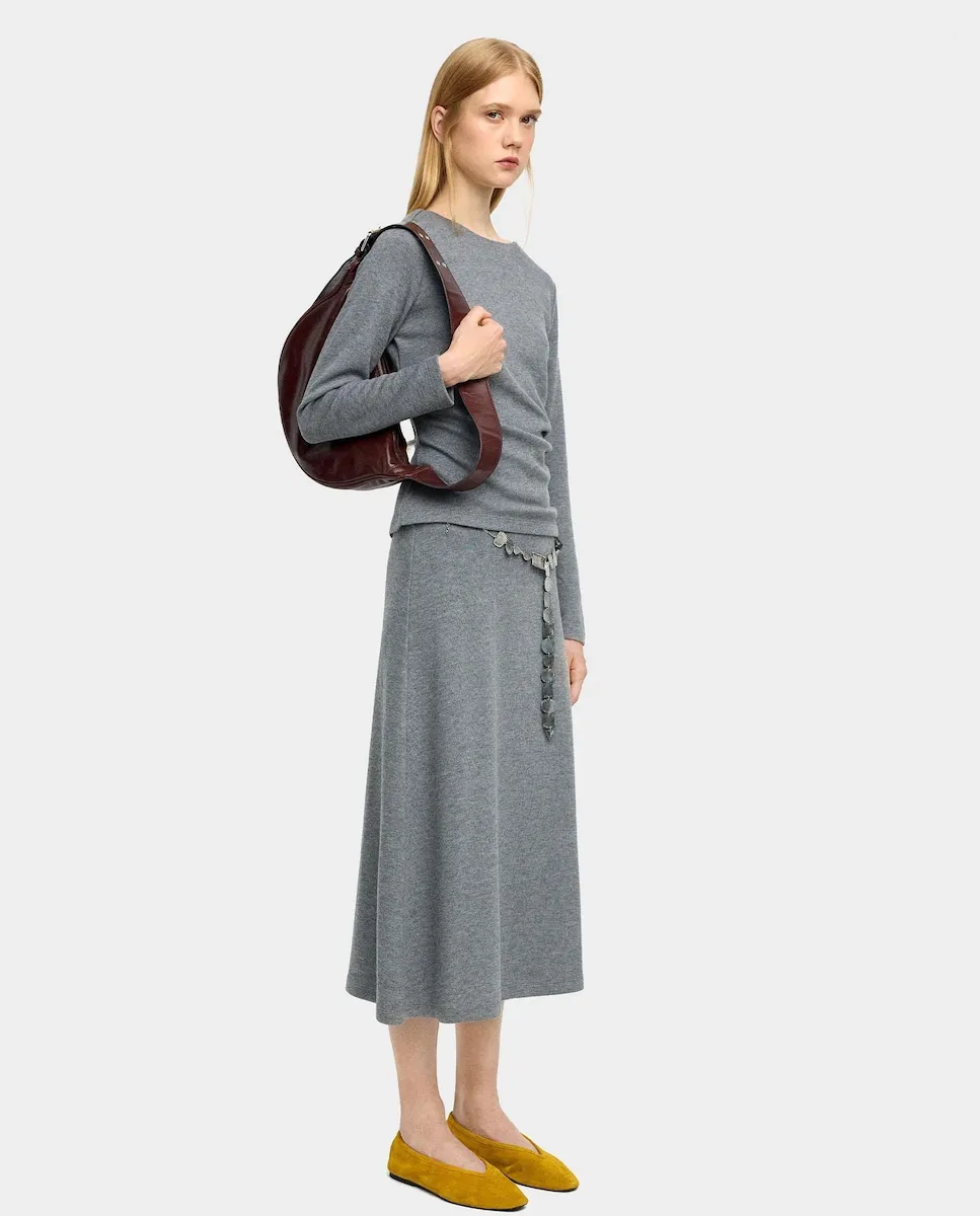 

Миди-юбка расклешенного кроя, однотонная Parfois, серый