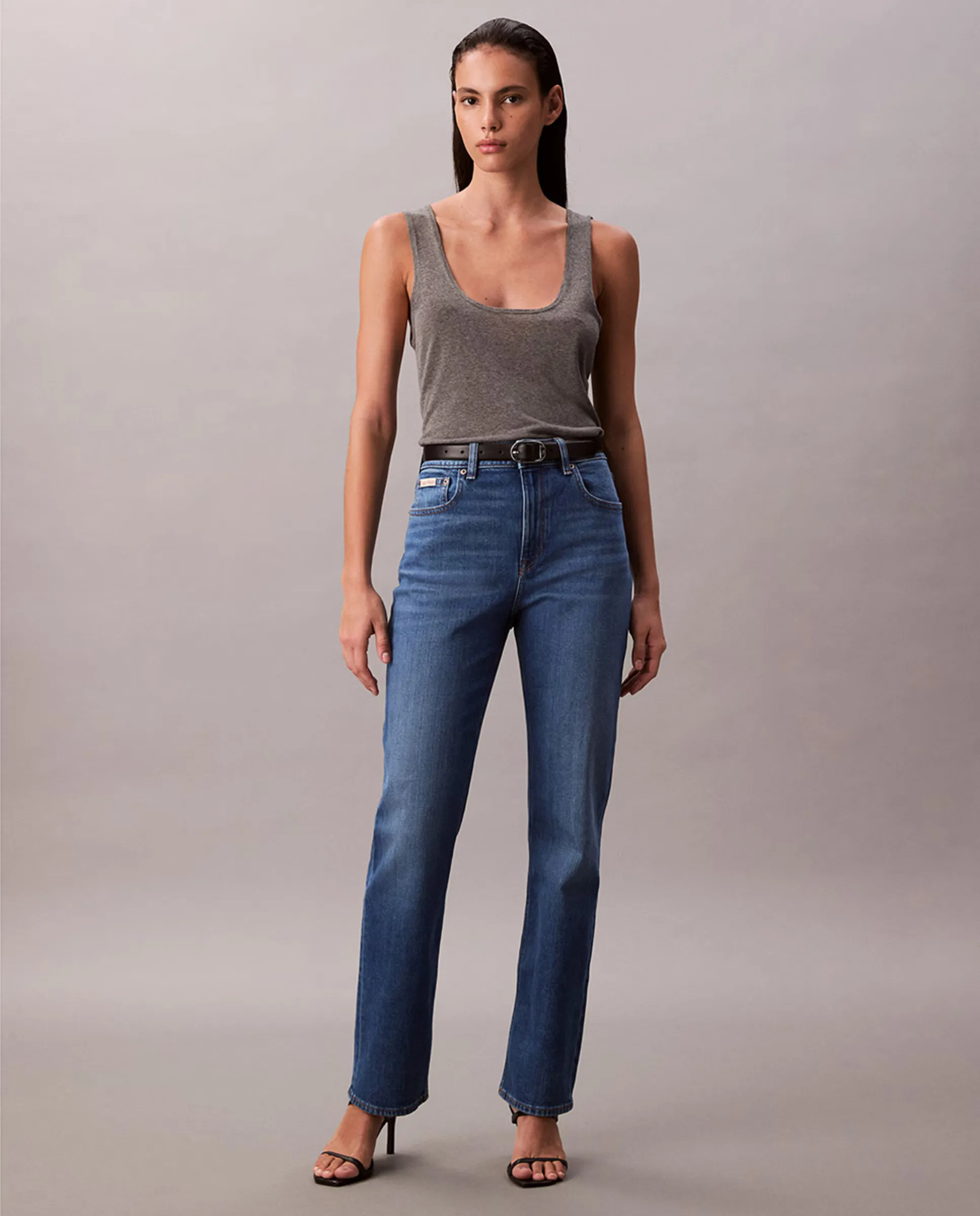 

Женские джинсы Vaquero с высокой посадкой и прямым кроем Calvin Klein Jeans, синий