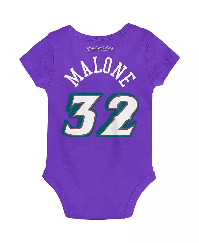 Боди для мальчиков и девочек Karl Malone в фиолетовом цвете Utah Jazz Hardwood Classics с именем и номером Mitchell & Ness — фото 4