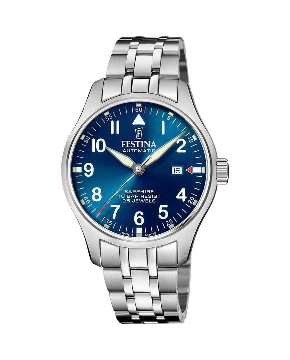 

F20151/C Автоматические мужские часы из серебристой стали Festina, серебряный