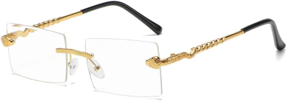 

Винтажные солнцезащитные очки без оправы с имитацией змеиной кожи для мужчин и женщин, роскошные, для путешествий, вождения, резки металла, защита от УФ-излучения UV400 TVTBBVV, Clear