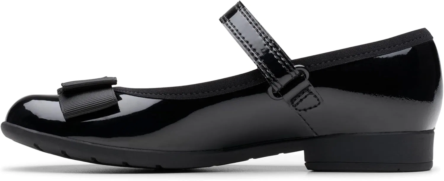 Балетки детские Clarks Scala Tap K, кожаные, на липучке, черные