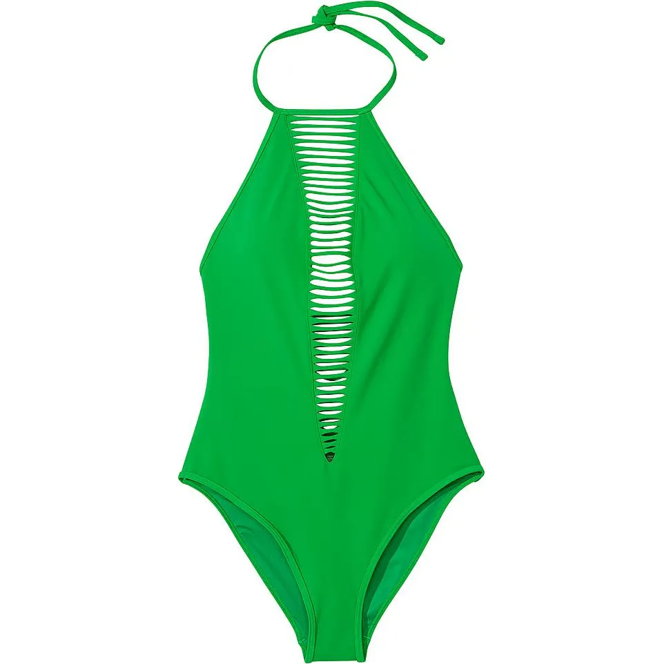 Victoria's Secret Pink Archives SwimStrappy High Neck One Piece Swimsuit/IJ One piece Swimsuit Women's Green