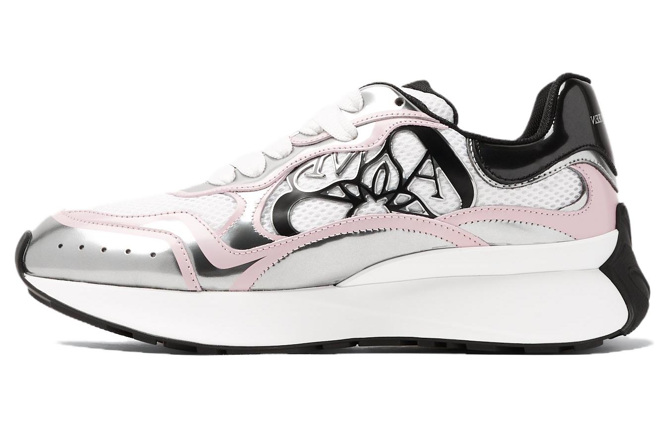 Кроссовки женские Alexander McQueen Seal Logo, белый / серебряный / розовый