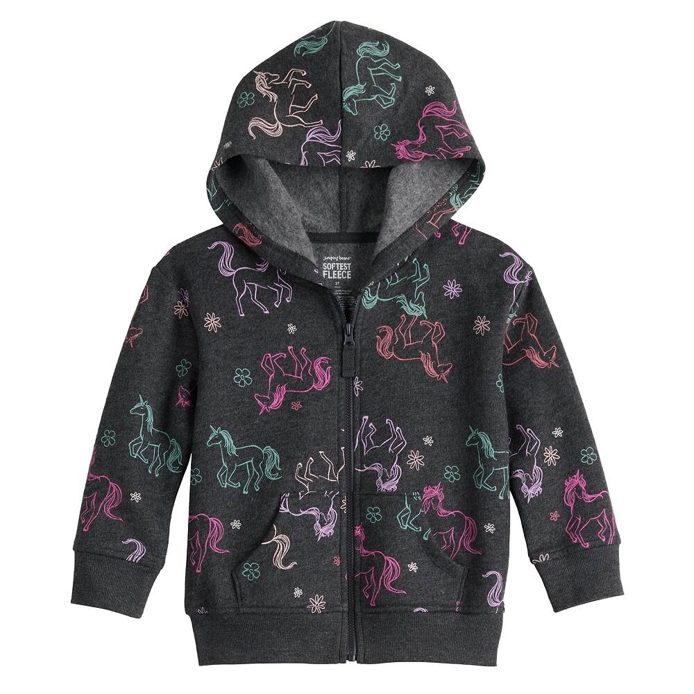 

Флисовая толстовка на молнии Jumping Beans для маленьких девочек, цвет Charcoal Unicorn