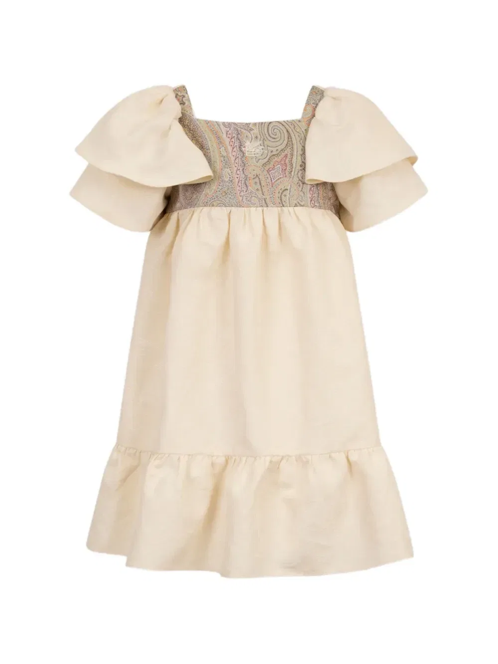 Жаккардовое платье Legacy с оборками и принтом Etro Kids, бежевый