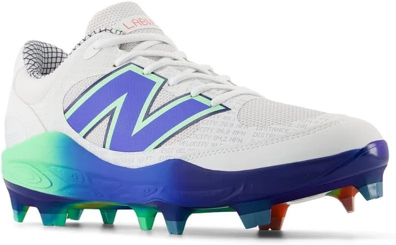 Мужские бейсбольные кроссовки New Balance Fresh Foam 3000 V6 для прогулок по лужайке, White Electric Jade Bright Lapis — фото 4