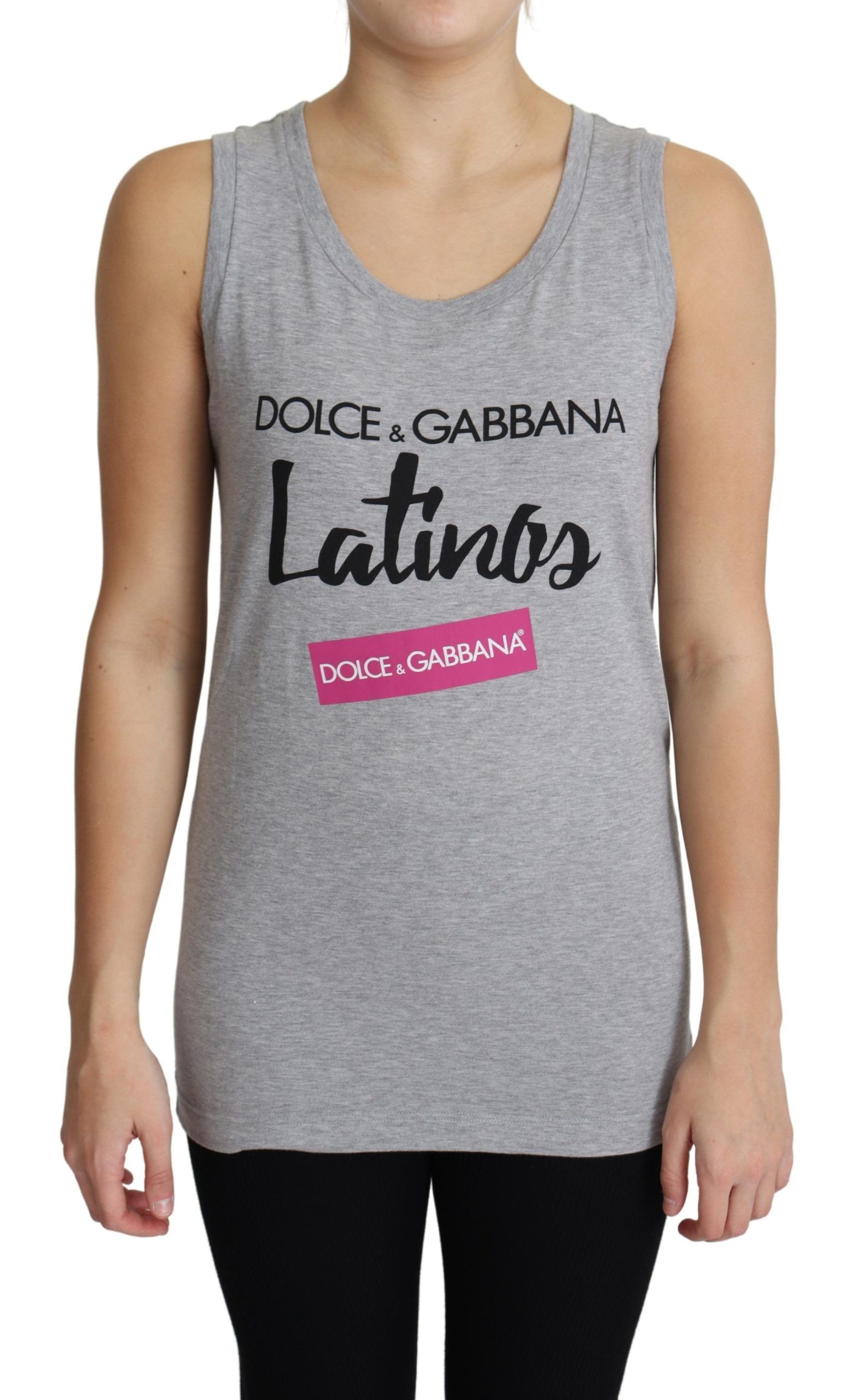 

Шикарная серая меланжевая хлопковая майка Dolce & Gabbana