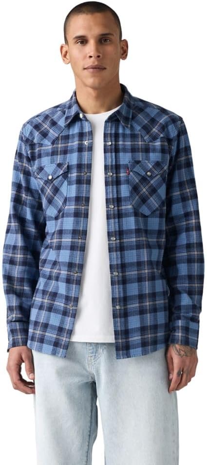 

Мужская классическая рубашка в стиле вестерн Levi's (также доступна в размерах Big и Tall), (New) Niklas Plaid Quiet Harbor (Non Stretch)