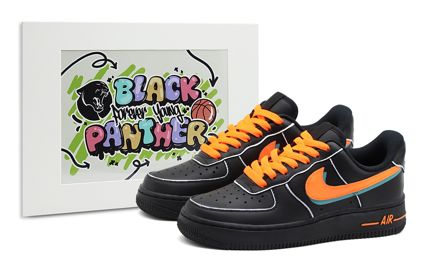 

Кроссовки Nike Air Force 1 Skateboarding Shoes Women's Low-top Black/orange, черный