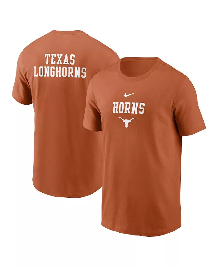 

Мужская футболка Texas Orange Texas Longhorns с двойным принтом Nike