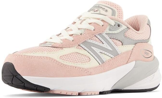 

Детские кроссовки New Balance 990 V6 на шнуровке, белый/розовый