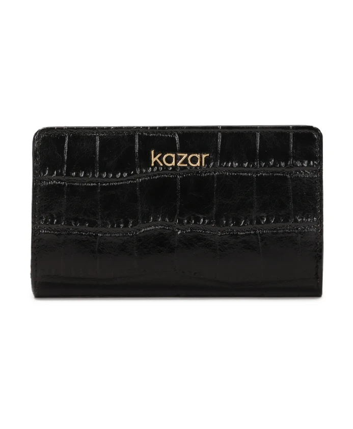 

Черный кожаный кошелек с тиснением Kazar, черный