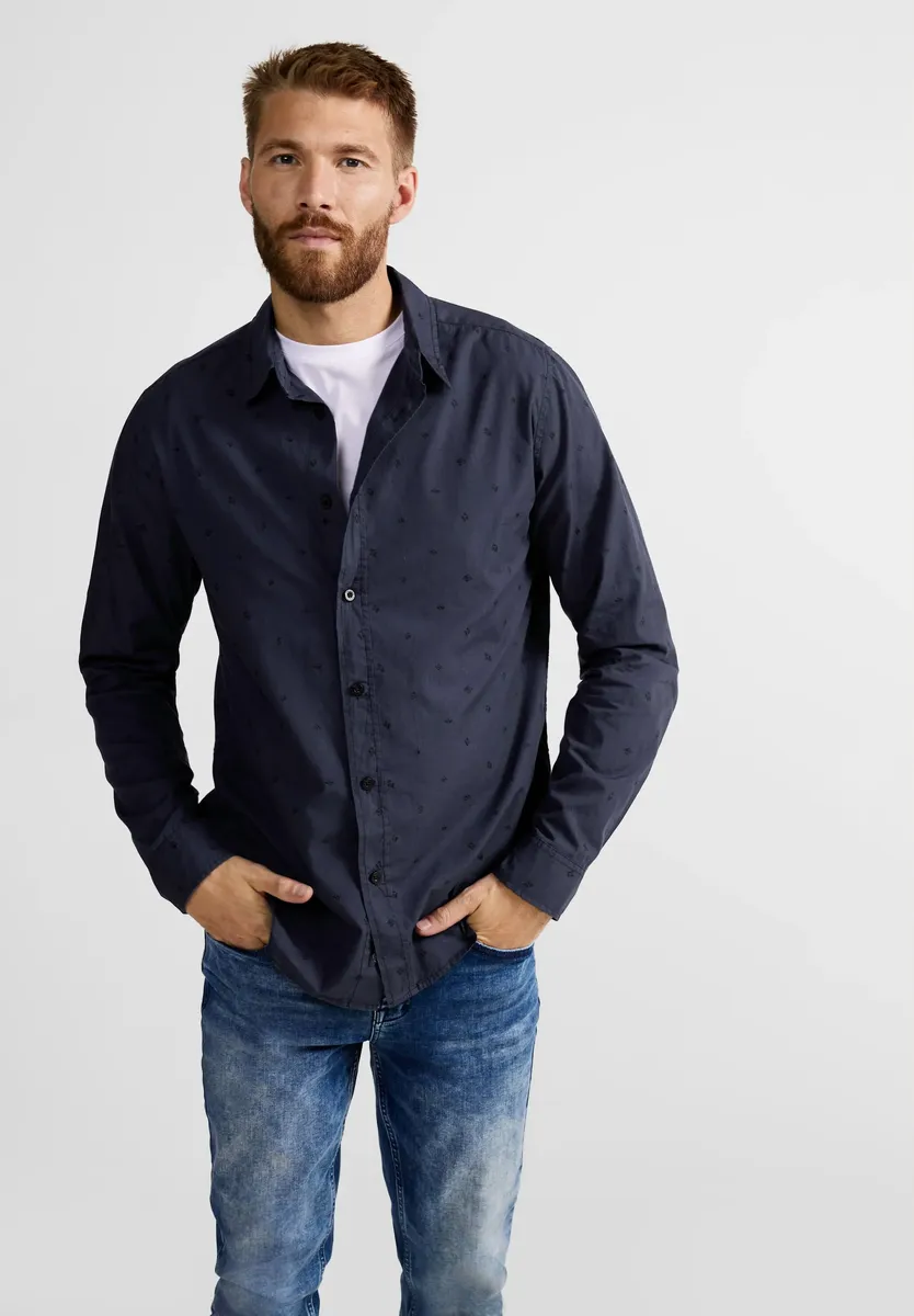 

STREET ONE МУЖСКАЯ рубашка с длинными рукавами, из чистого хлопка Street One Men, цвет Nightshadow Blue