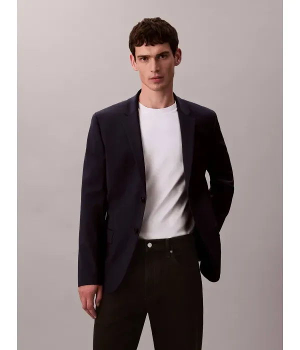 Элегантный шерстяной жакет slim fit Calvin Klein, темно-синий