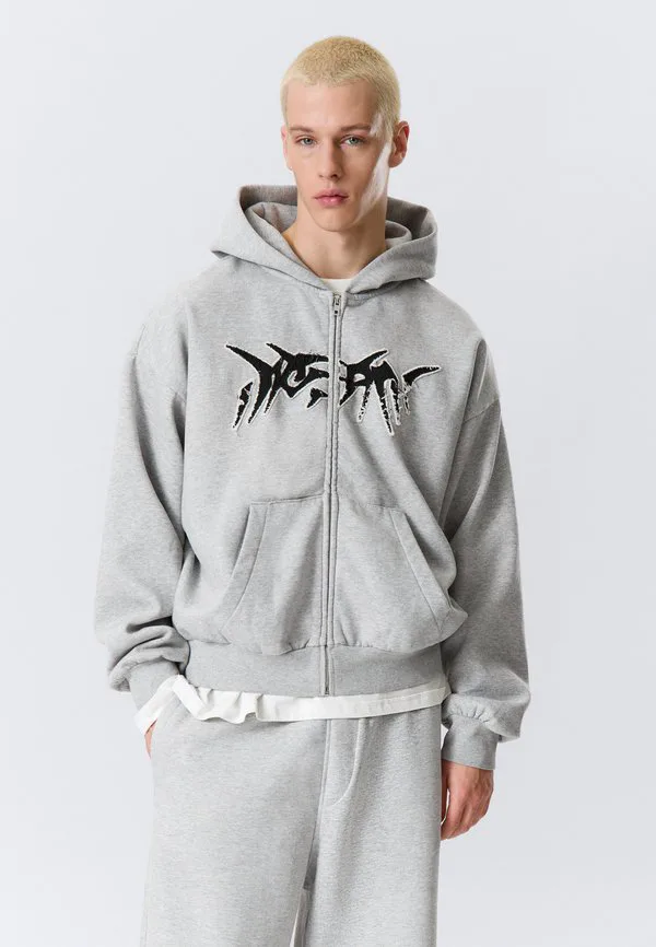 

Толстовка на молнии с квадратным принтом Weekday, Grey Melange, Серый, Толстовка на молнии с квадратным принтом Weekday, Grey Melange