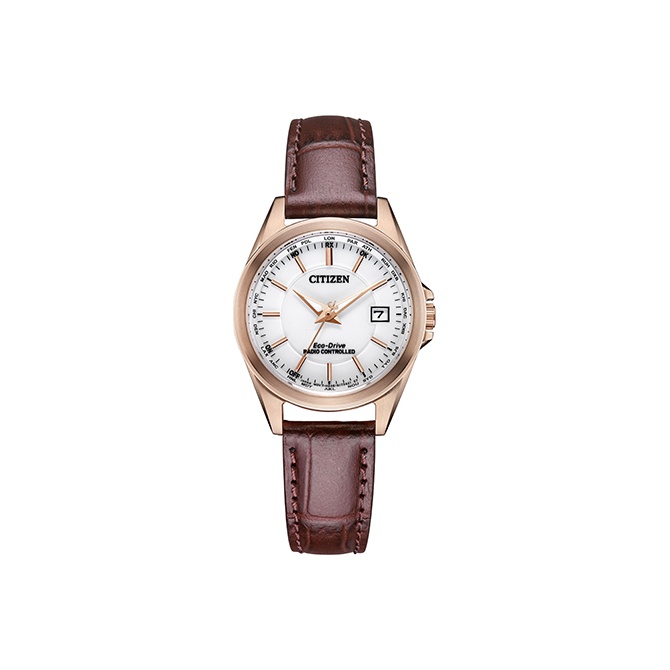 

CITIZEN Часы Ecology Drive Collection Solar Quartz Movement Cow Leather Strap Watch Women's Watch White Dial, White Dial Rose Gold Watch Case
