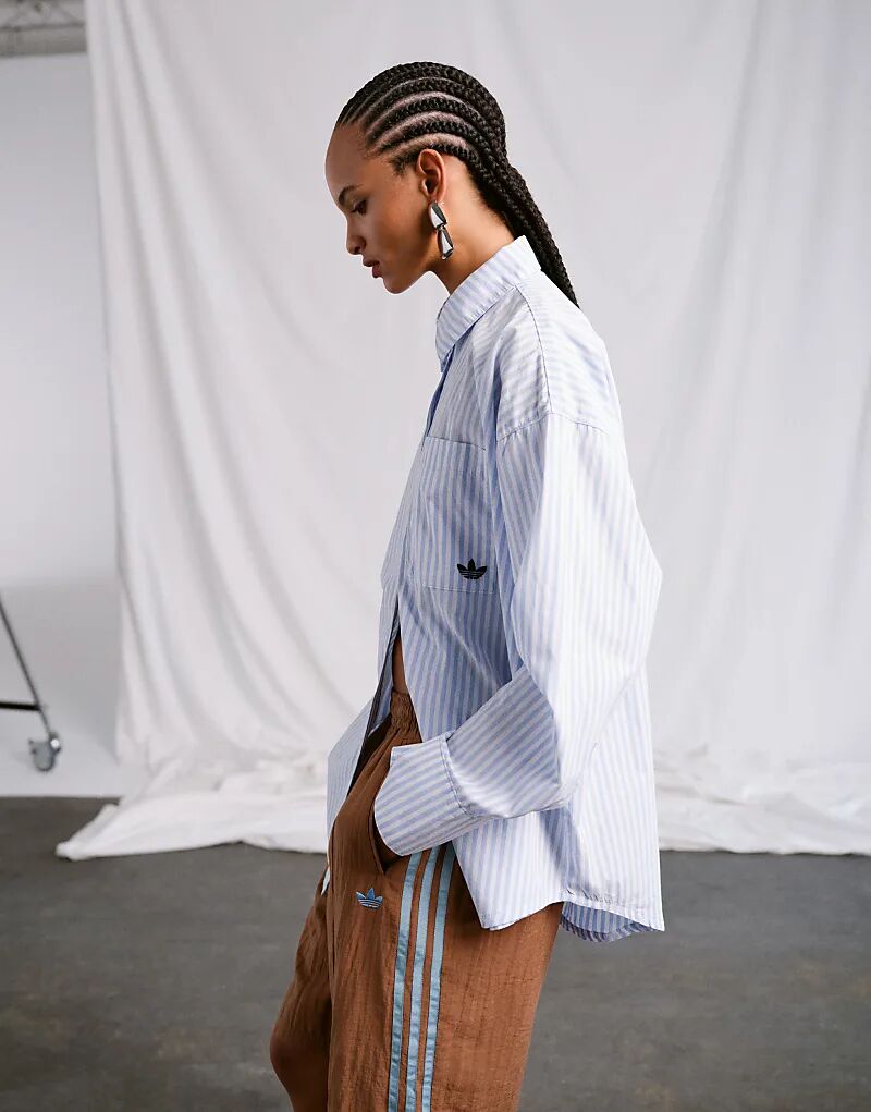 

Рубашка свободного кроя adidas Originals x ASOS в сине-белую полоску