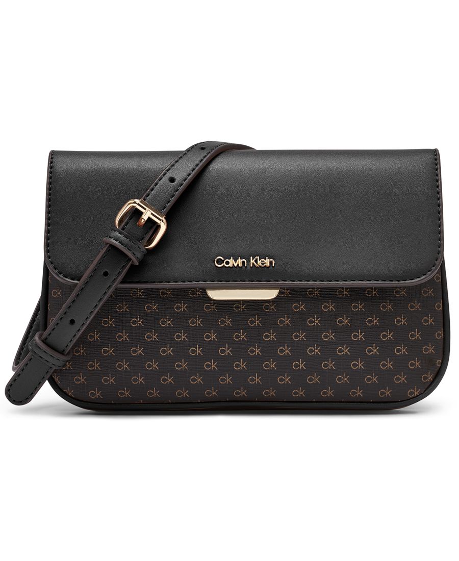 

Сумка-кроссбоди Calvin Klein Arya Mini Signature с регулируемым клапаном Macy's, Black