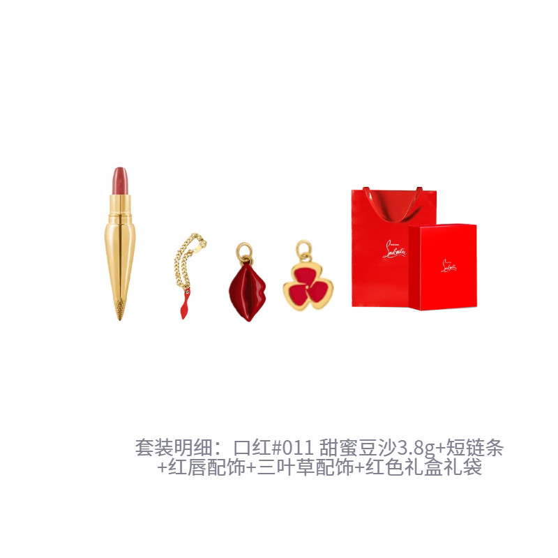 Набор косметики для женщин Christian Louboutin, lipstick #385+heart-shaped box+short chain+love accessories+trefoil — фото 3