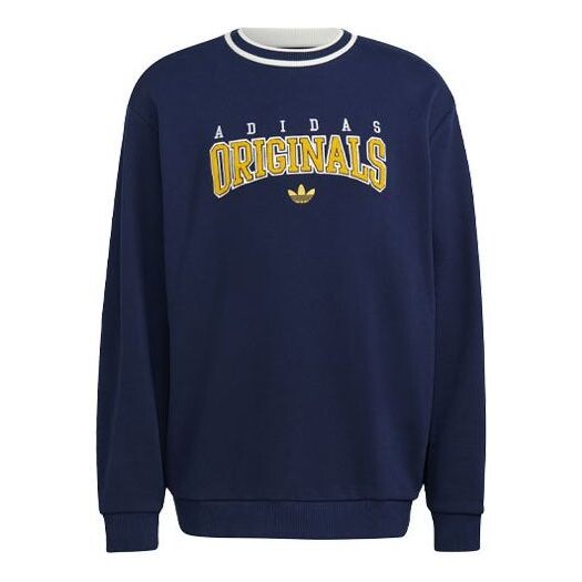 

Толстовка Men's adidas originals SCRIPT CREW Printing Sports Round Neck Navy Blue, синий