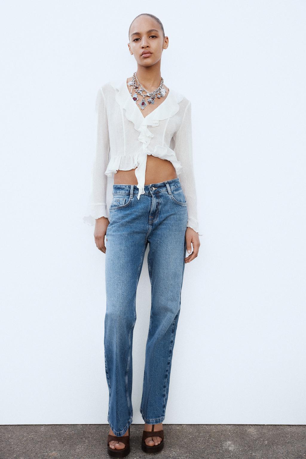 

Полупрозрачная блузка с оборками ZARA, экрю