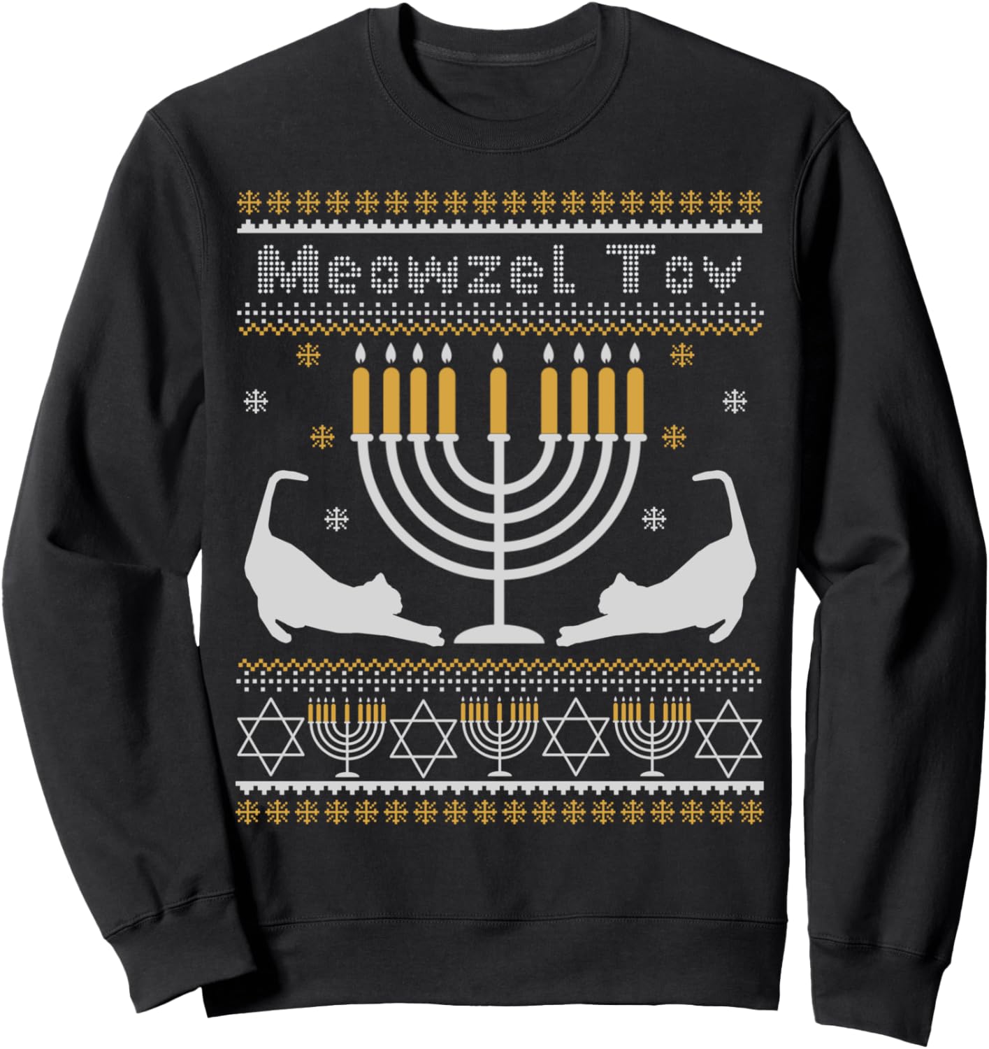 

Забавная толстовка с изображением кошачьего символа «Мяузел Тов» на тему Хануки Ugly Hanukkah Cat Lover, черный