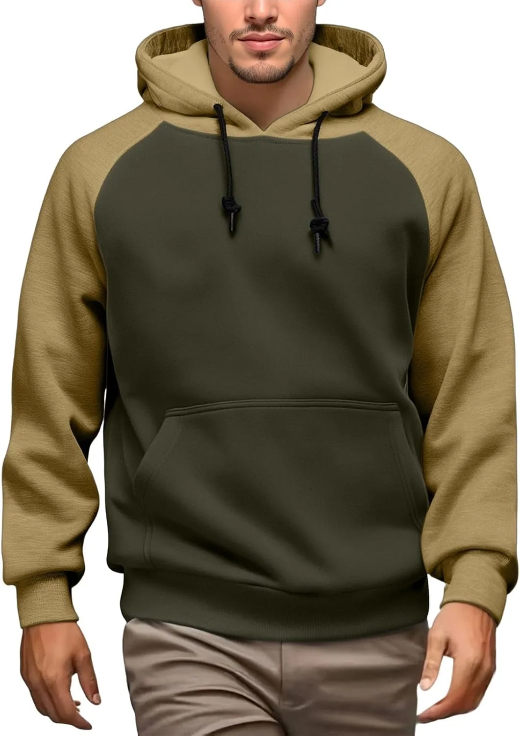 

Толстовка с капюшоном для мужчин, цветной блок, с карманами и шнурком