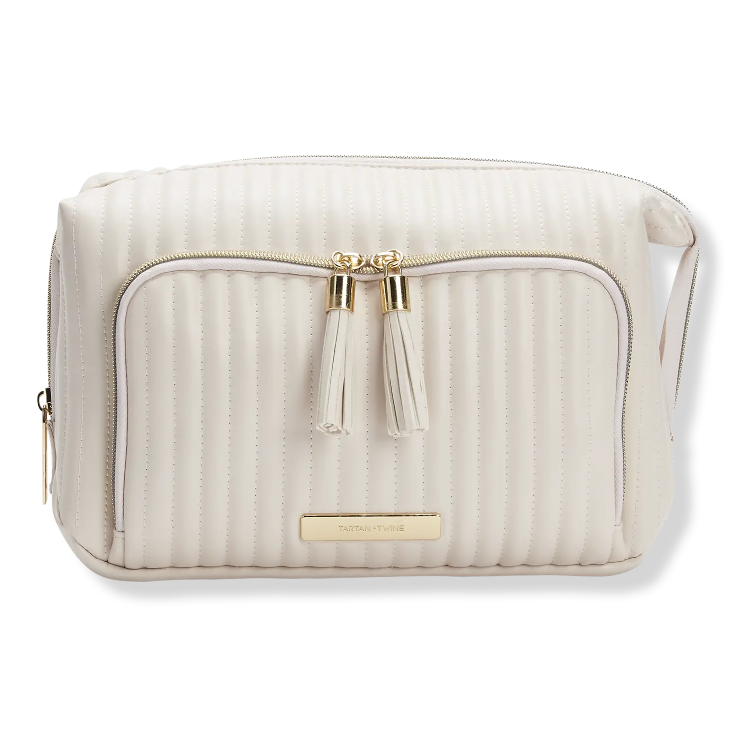 

Стеганая косметичка с двойной молнией, вертикального кроя Tartan + Twine
