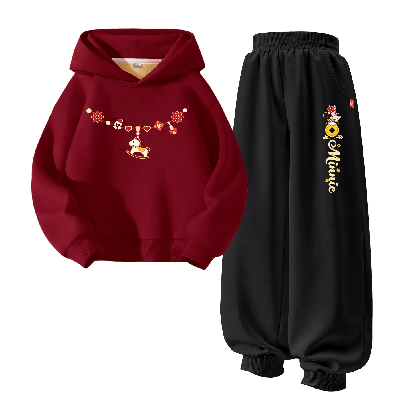 Детская повседневная худи с капюшоном Disney, [Thickened and Fleece-Lined]Di Firework Pony K Burgundy+Di Pony K Navy Blue — фото 3