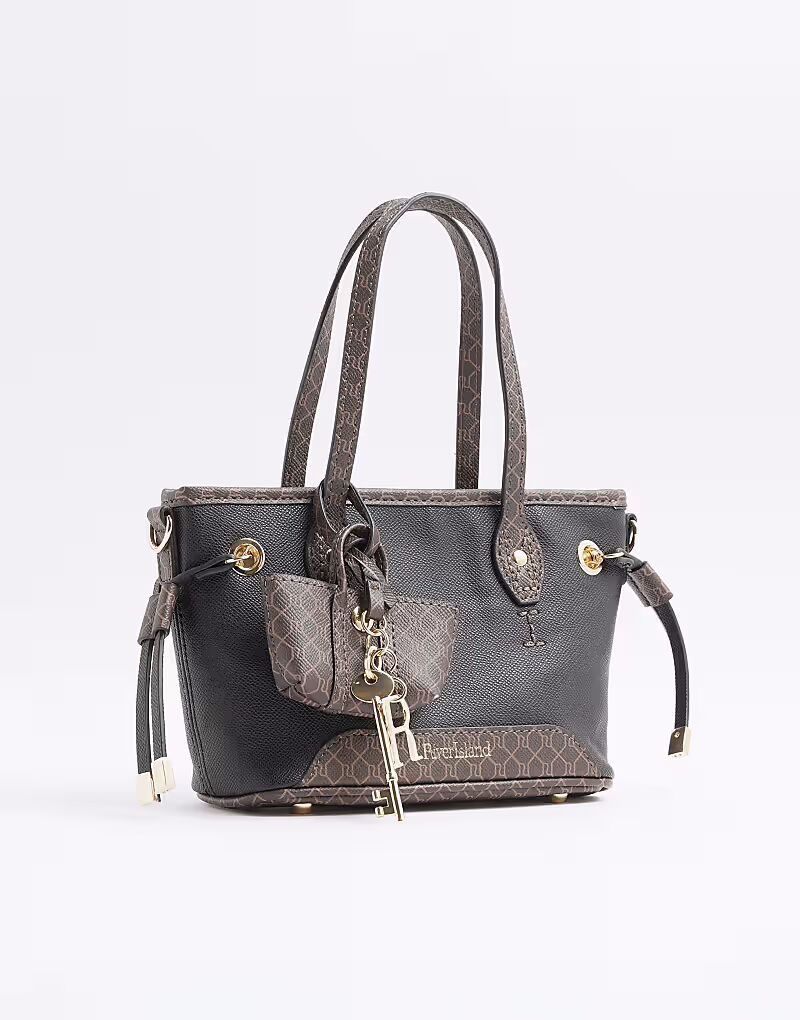 

Сумка-шоппер River Island Small с боковой завязкой черного цвета