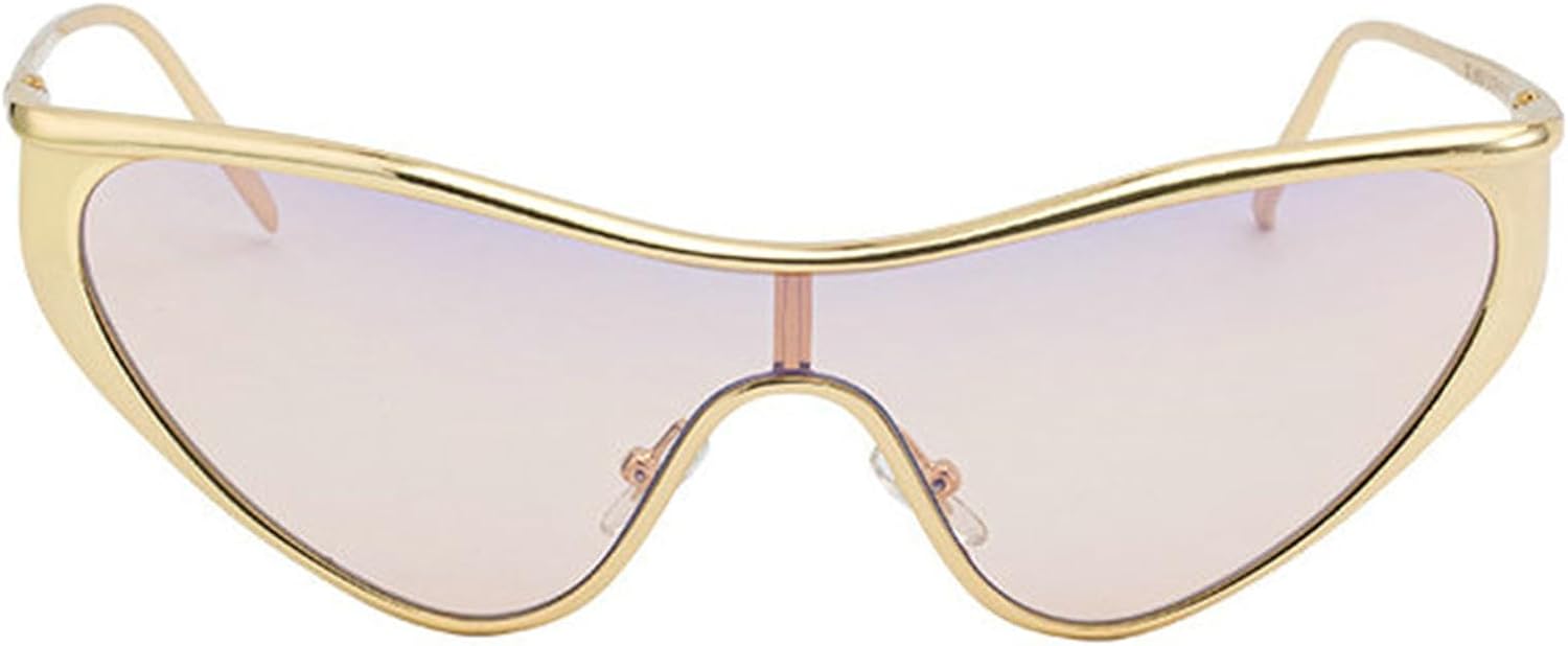 

Солнцезащитные очки Willochra Fashion Punk Cat Eye для женщин, дизайн в стиле Y2K, цельная оправа, металлические линзы, очки-пилот, черные, защита от УФ-излучения UV400, C7