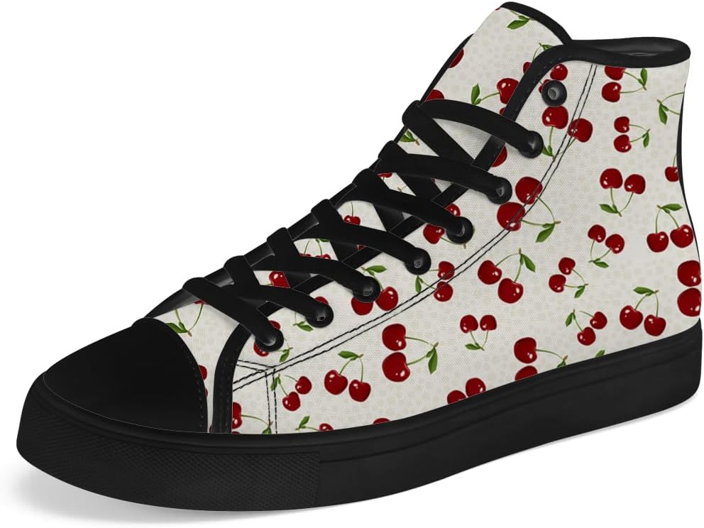 

Мужские и женские высокие кеды на шнуровке с рисунком вишни, повседневная обувь на высокой подошве Chebing, зеленый