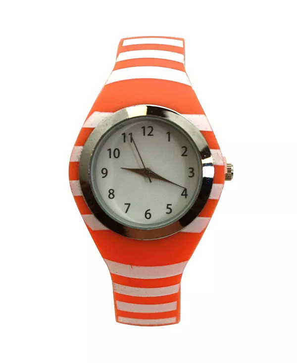 

Женские часы с силиконовым ремешком в оранжевую полоску Olivia Pratt, orange