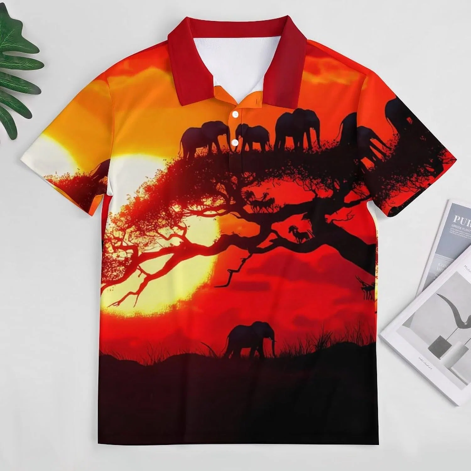 Женское поло для гольфа Funny Elephants Sunset, короткий рукав, цвет Style — фото 2