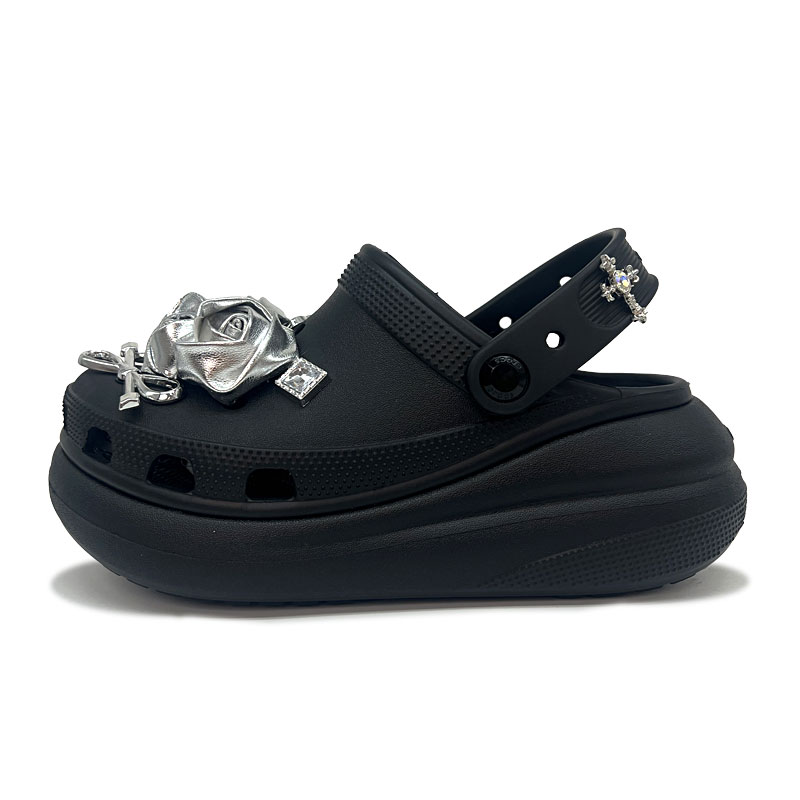 Crocs Женские черные сабо Crush Clog Black Moon Silver Rose