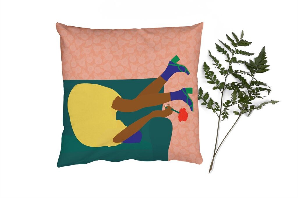 

MuchoWow Декоративная подушка Диванная подушка Декоративная подушка для гостиной 60 x 60 см Женщина - Цветы - Ретро - Наволочка - Хлопчатобумажная ткань - Декоративные наволочки