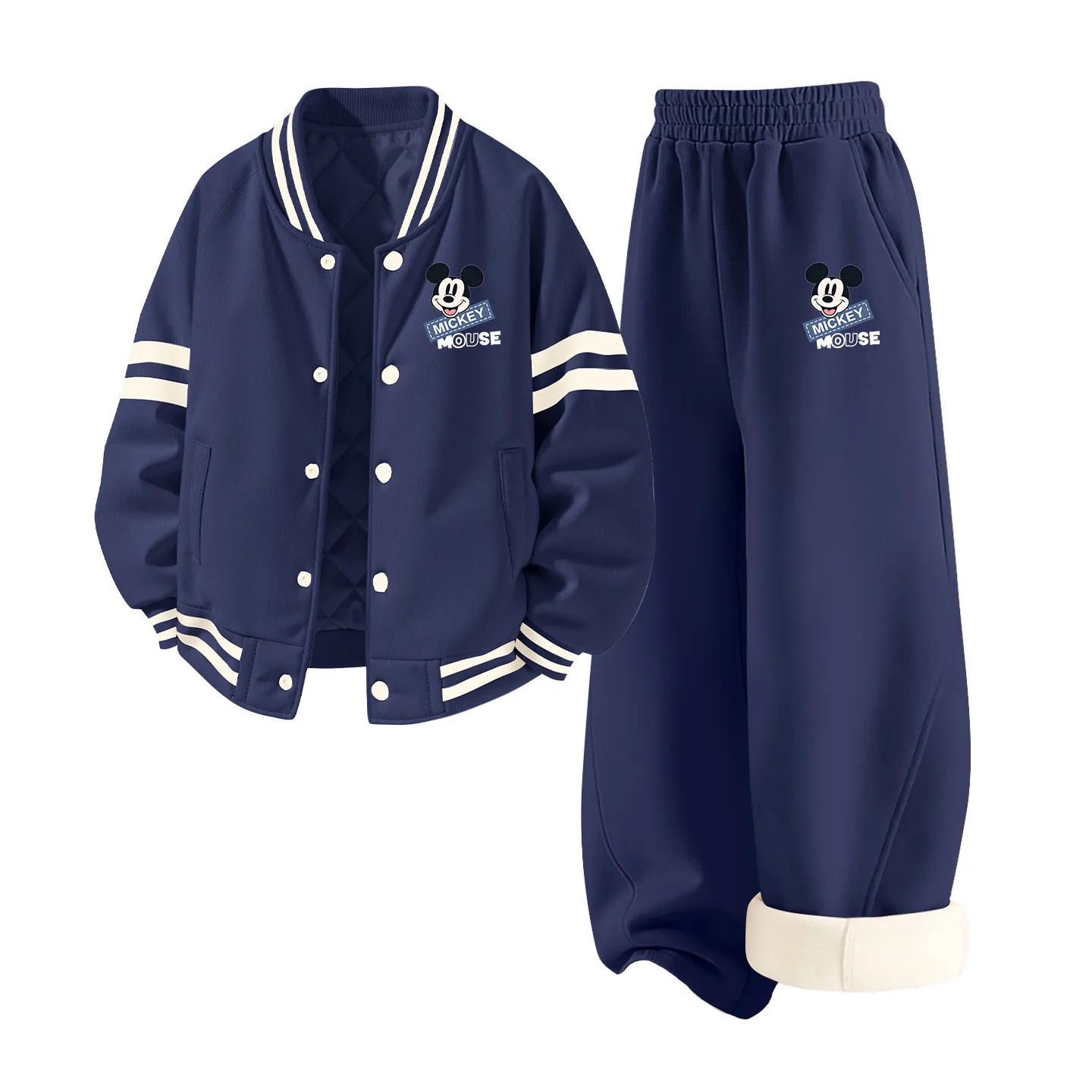 Детский спортивный костюм с круглым вырезом Disney, [Thickened and Fleece-Lined]Di Happy K Navy Blue+Di Happy K Navy Blue
