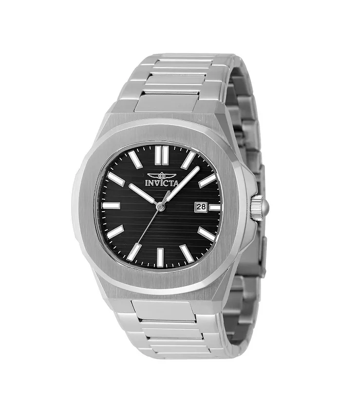 

Мужские часы 48319 Speedway Quartz 3 Hand с черным циферблатом Invicta, серебряный